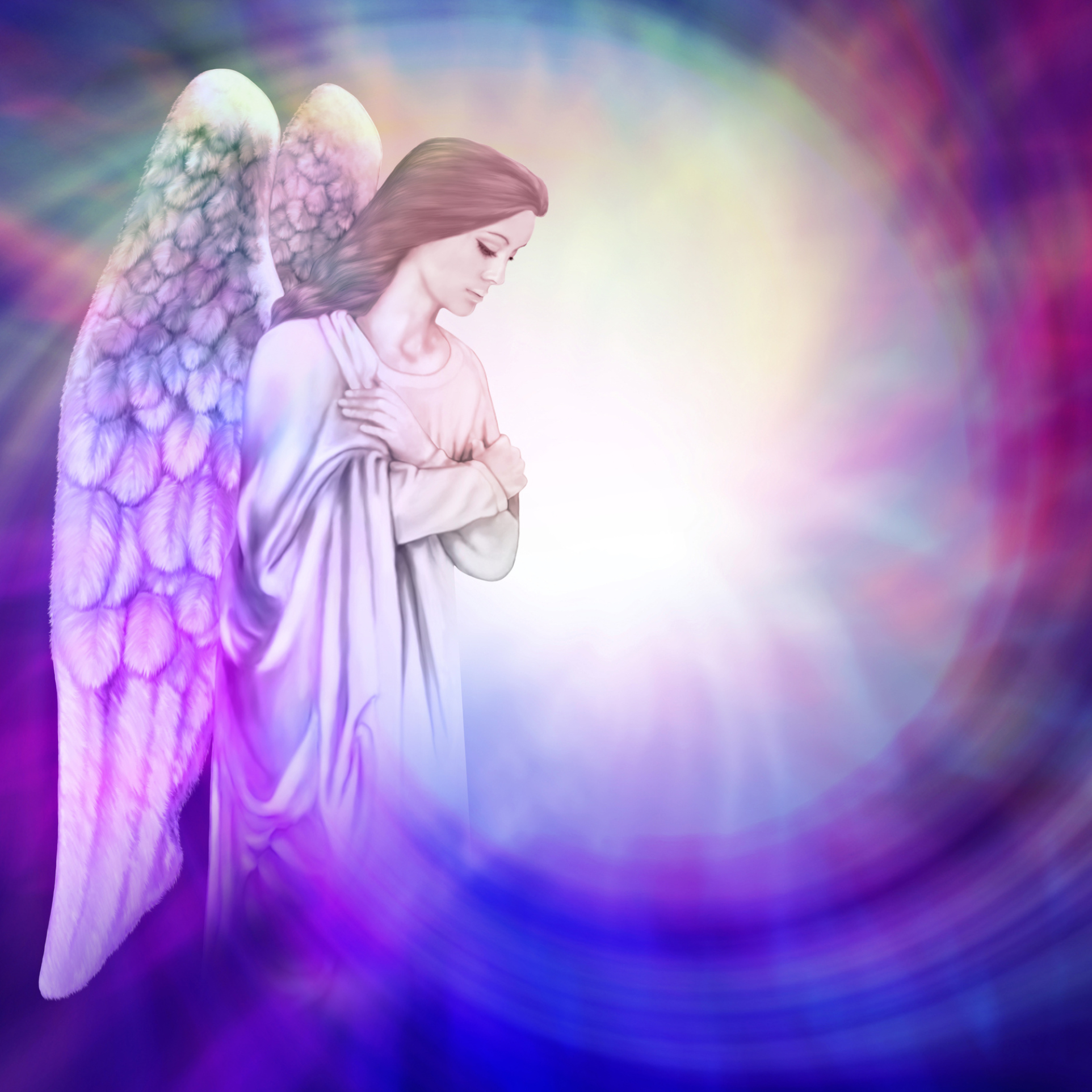 Angelic figure radiating light, symbolizing Angelic Reiki healing in Dublin, Naas, and Newbridge.