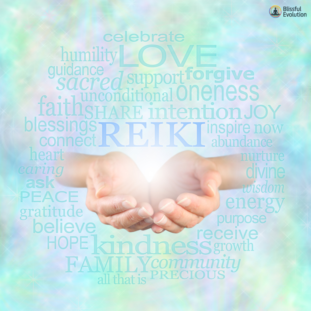 Reiki master's hands channeling healing energy represented by light.