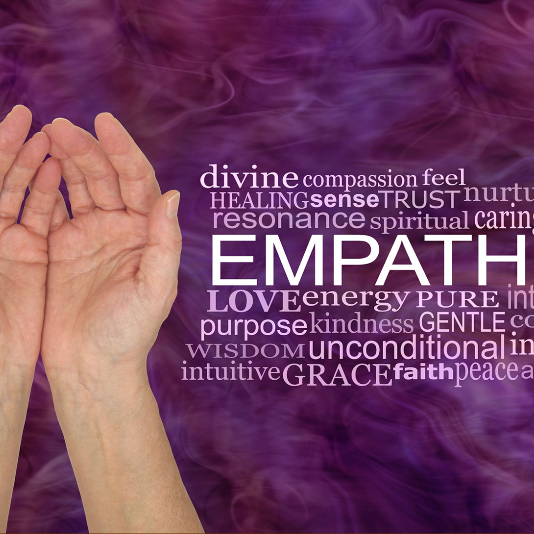 Empath symbol with two hands demonstrating energy healing technique.